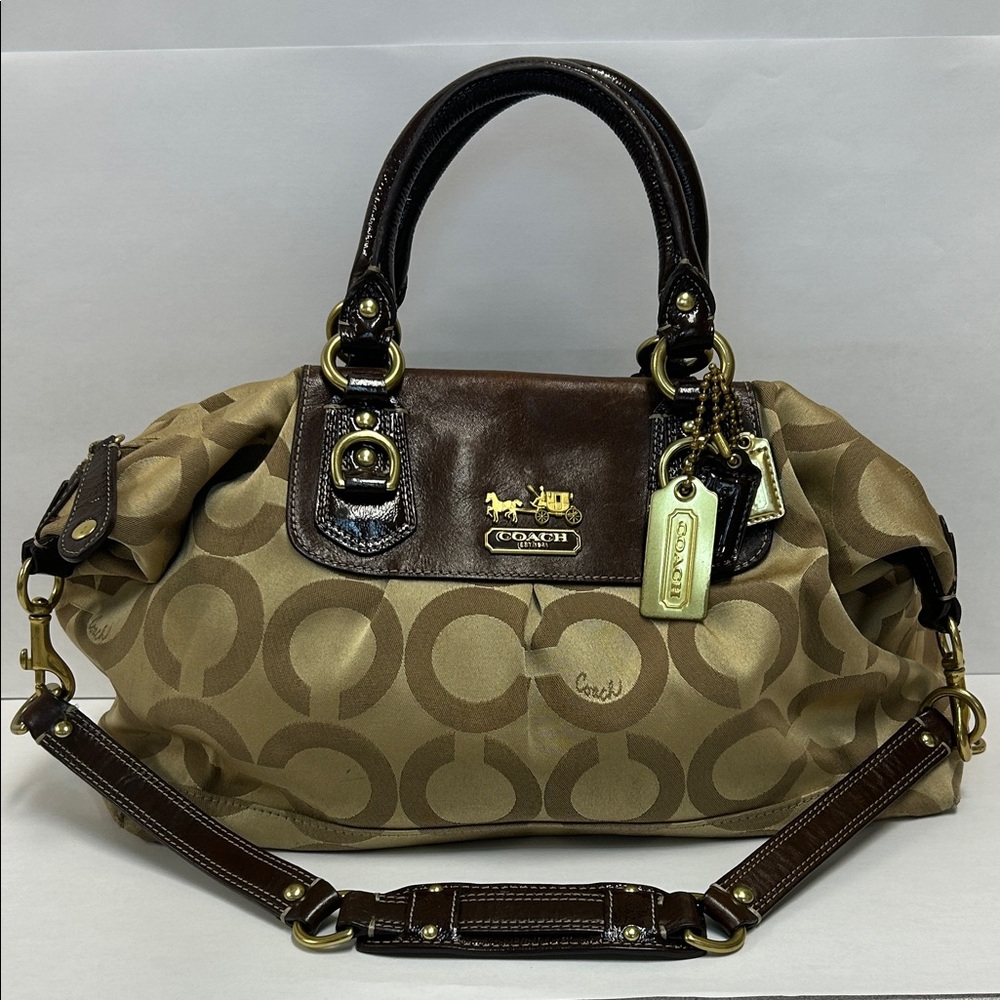 Coach Signature Brown and Tan Satchel